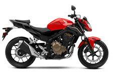 New 2017 HONDA CB500F RED Everyone’s looking for the one motorcycle that can do it all—that you can start out on, that fits a wide variety of riders, that can take you to work, school, or on a weekend ride. Used to be there were tons of bikes in this “standard” class. Not so many these days. But here’s the good news: The Honda CB500F is probably the best do-it-all middle-displacement streetbike around.